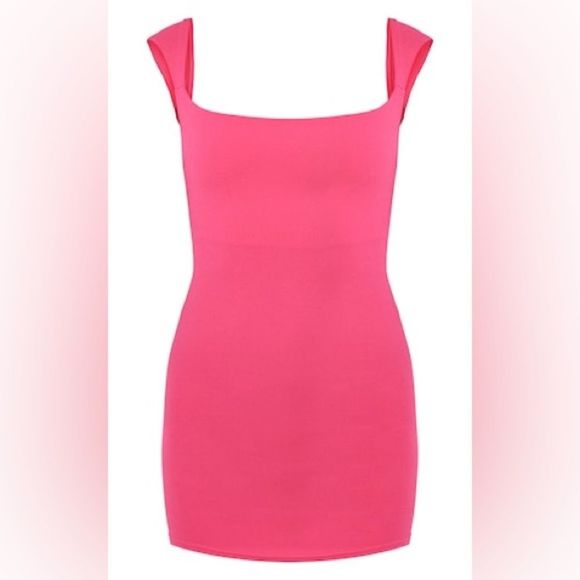 PrettyLittleThing Barbie Hot Pink Sleeveless Square Neck Bodycon Dress - Picture 1 of 5